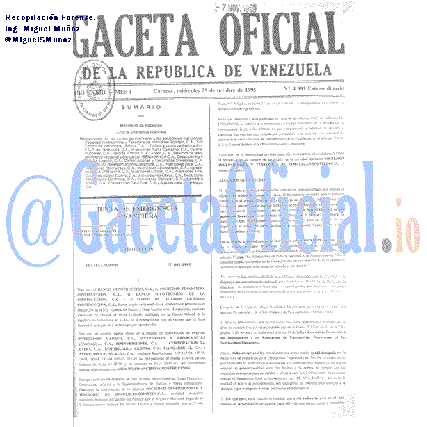 Gaceta Oficial 4991 del 25 Octubre 1995