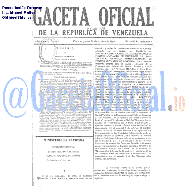 Gaceta Oficial 4992 del 26 Octubre 1995