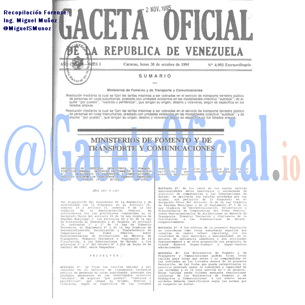 Gaceta Oficial 4993 del 30 Octubre 1995
