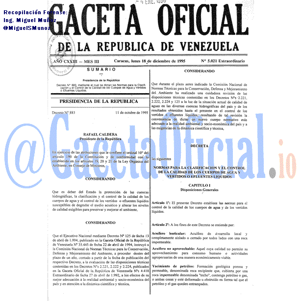Gaceta Oficial 5021 del 18 Diciembre 1995