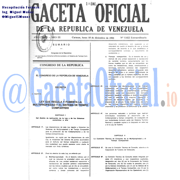 Gaceta Oficial 5022 del 18 Diciembre 1995