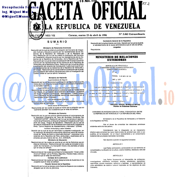 Gaceta Oficial 5063 del 23 Abril 1996