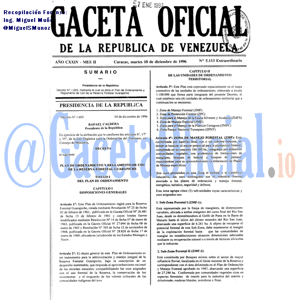 Gaceta Oficial 5113 del 10 Diciembre 1996