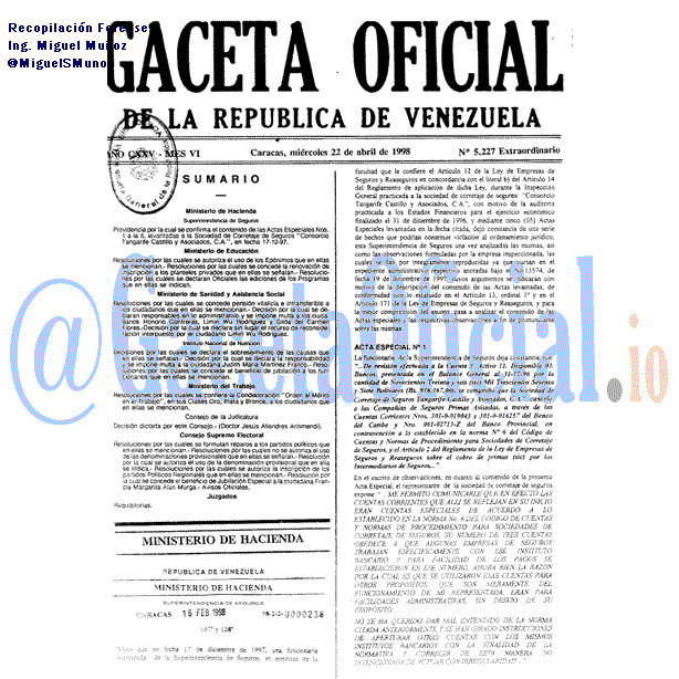 Gaceta Oficial 5227 del 22 Abril 1998