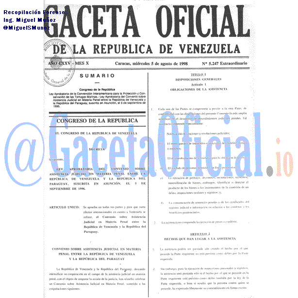 Gaceta Oficial 5247 del 5 Agosto 1998