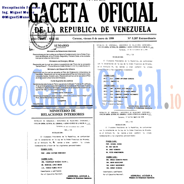 Gaceta Oficial 5287 del 8 Enero 1999
