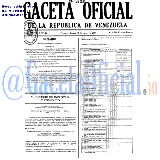 Gaceta Oficial 5296 del 28 Enero 1999