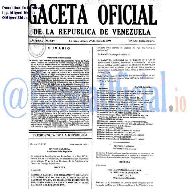 Gaceta Oficial 5301 del 29 Enero 1999