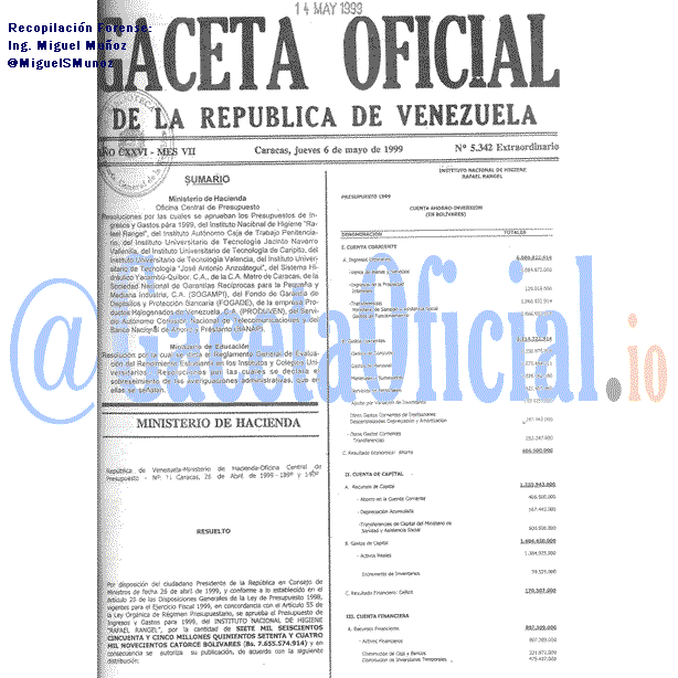 Gaceta Oficial 5342 del 6 Mayo 1999