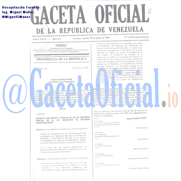 Gaceta Oficial 5358 del 29 Junio 1999