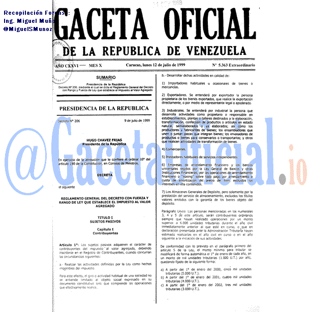 Gaceta Oficial 5363 del 12 Julio 1999