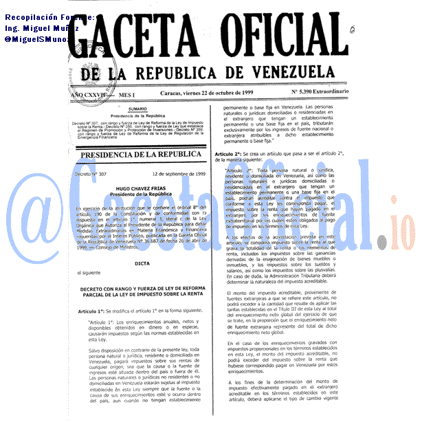 Gaceta Oficial 5390 del 22 Octubre 1999