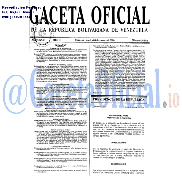 Gaceta Oficial 36862 del 4 Enero 2000