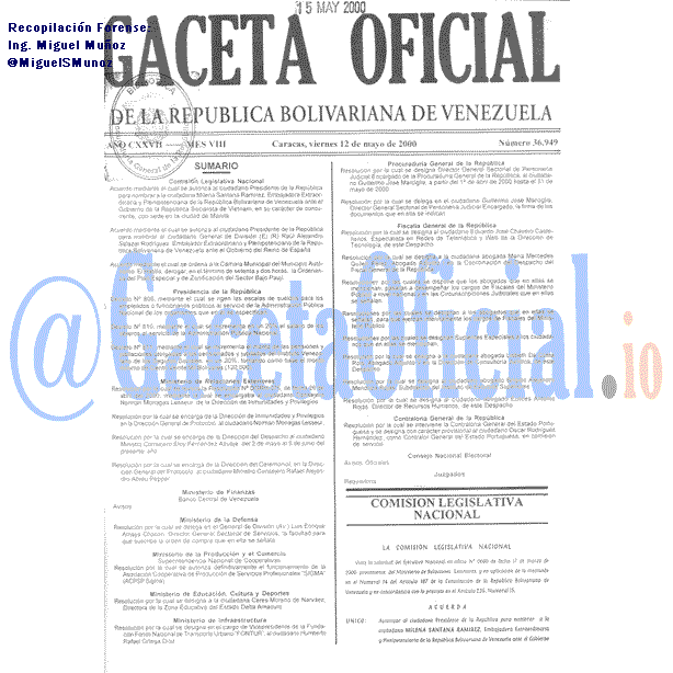 Gaceta Oficial 36949 del 12 Mayo 2000