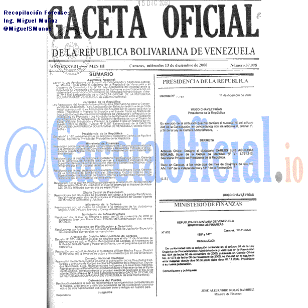 Gaceta Oficial 37098 del 13 Diciembre 2000