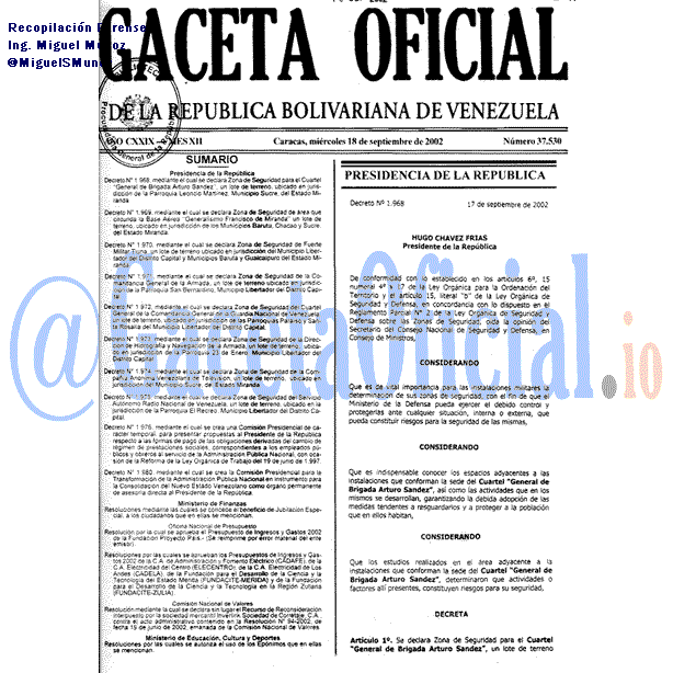 Gaceta Oficial 37530 del 18 Septiembre 2002