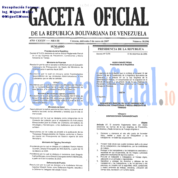 Gaceta Oficial 38596 del 3 Enero 2007