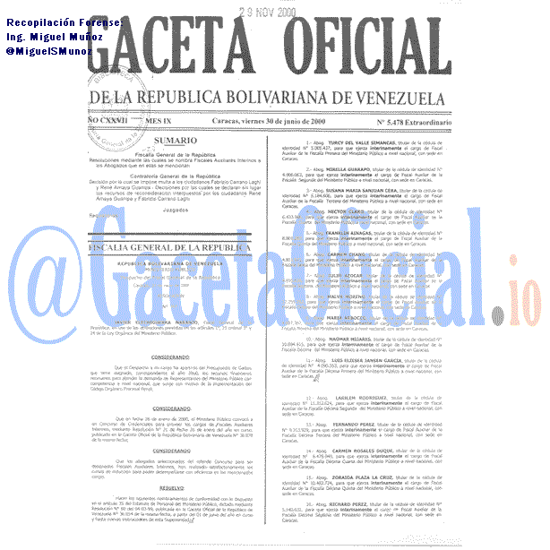 Gaceta Oficial 5478 del 30 Junio 2000