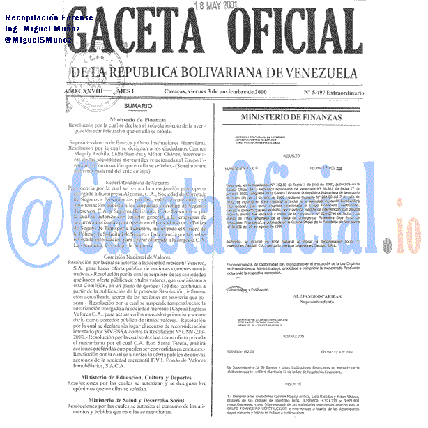 Gaceta Oficial 5497 del 3 Noviembre 2000