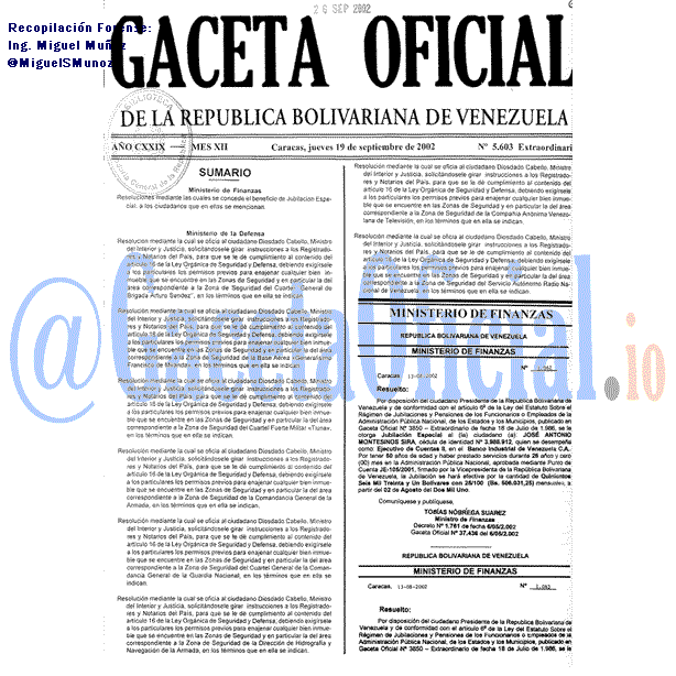 Gaceta Oficial 5603 del 19 Septiembre 2002