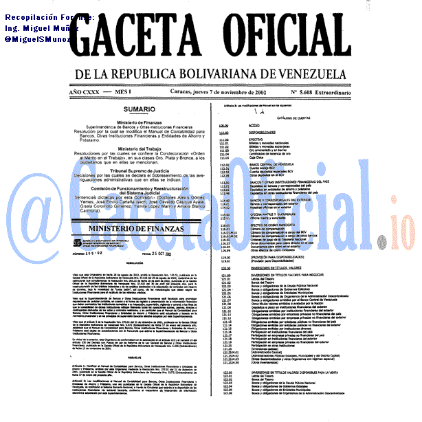 Gaceta Oficial 5608 del 7 Noviembre 2002
