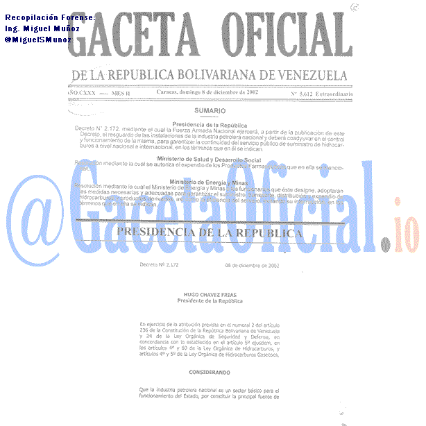 Gaceta Oficial 5612 del 8 Diciembre 2002