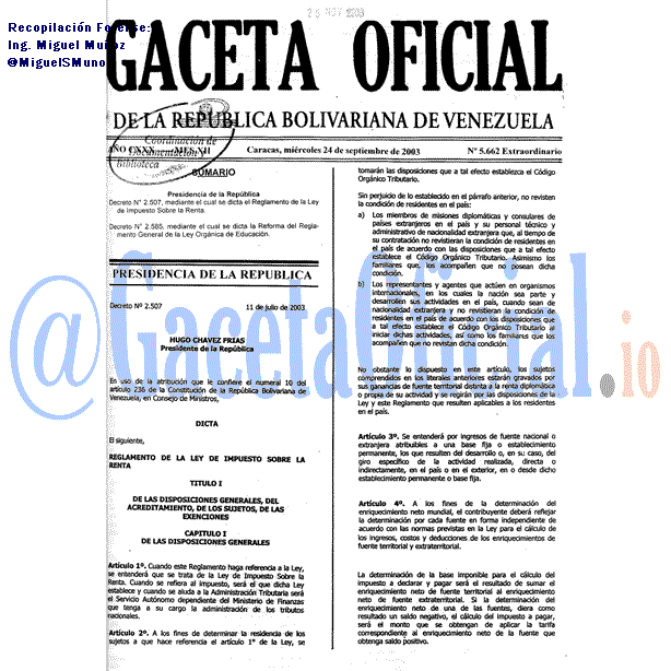 Gaceta Oficial 5662 del 24 Septiembre 2003
