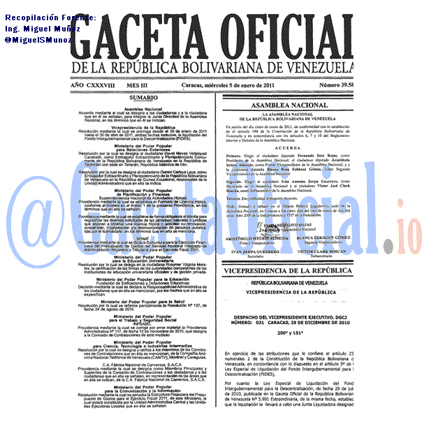 Gaceta Oficial 39587 del 5 Enero 2011