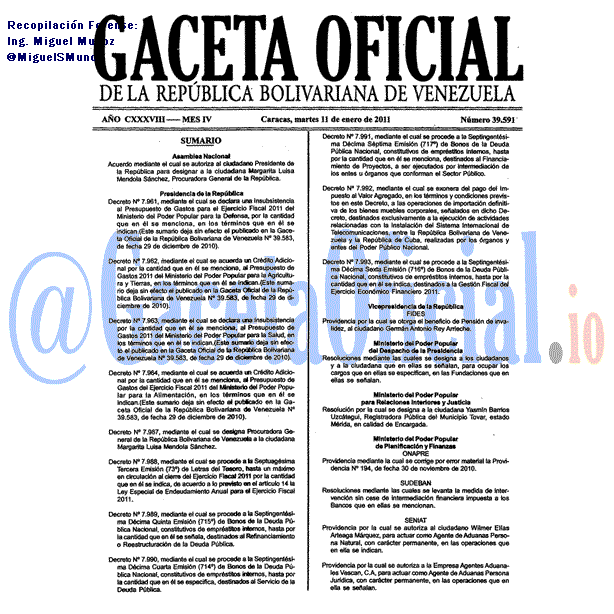 Gaceta Oficial 39591 del 11 Enero 2011