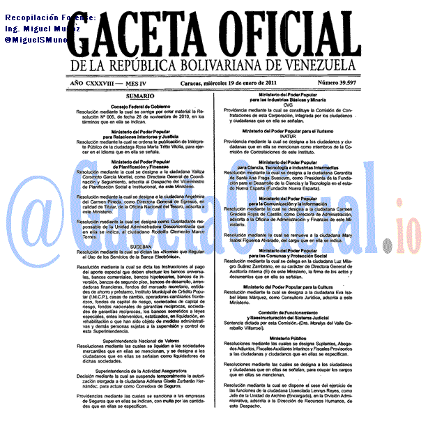 Gaceta Oficial 39597 del 19 Enero 2011