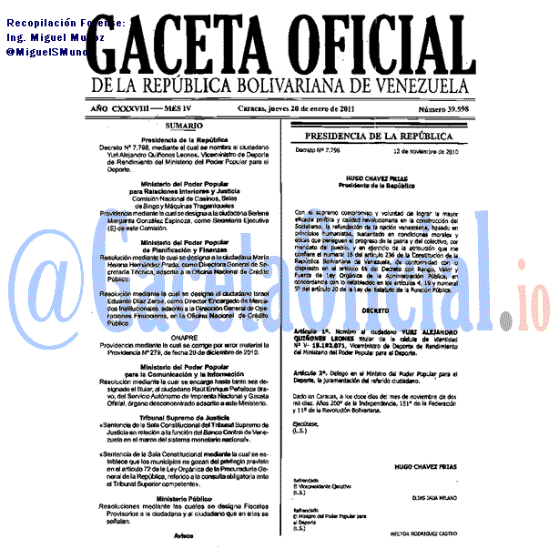 Gaceta Oficial 39598 del 20 Enero 2011