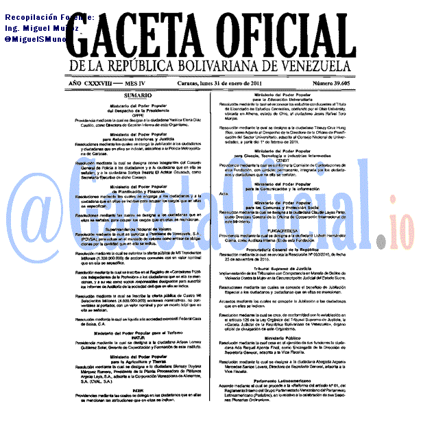Gaceta Oficial 39605 del 31 Enero 2011