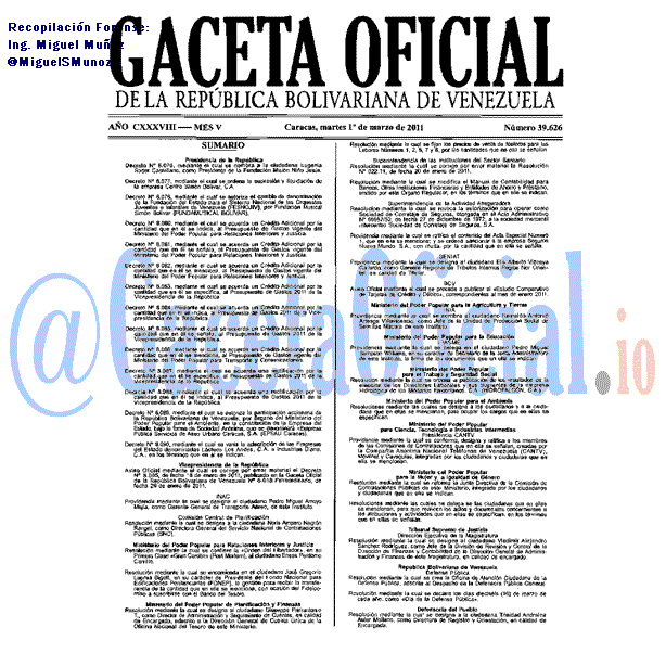 Gaceta Oficial 39626 del 1 Marzo 2011