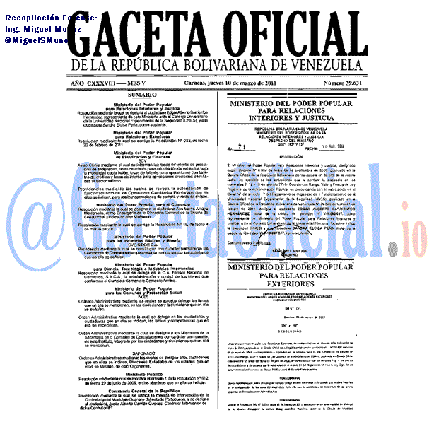 Gaceta Oficial 39631 del 10 Marzo 2011