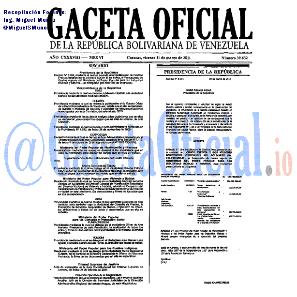 Gaceta Oficial 39632 del 11 Marzo 2011