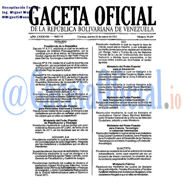 Gaceta Oficial 39639 del 22 Marzo 2011