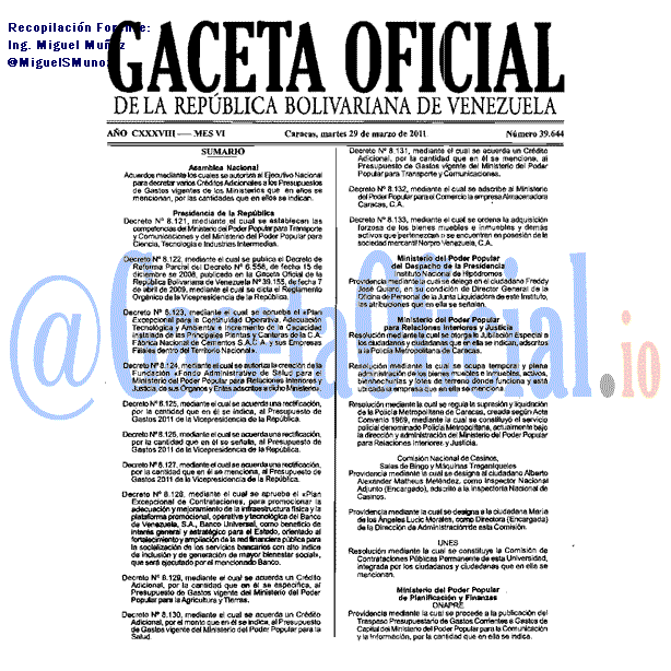 Gaceta Oficial 39644 del 29 Marzo 2011