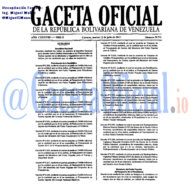 Gaceta Oficial 39711 del 12 Julio 2011