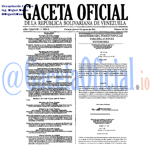 Gaceta Oficial 39728 del 4 Agosto 2011