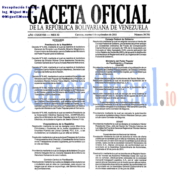 Gaceta Oficial 39751 del 6 Septiembre 2011