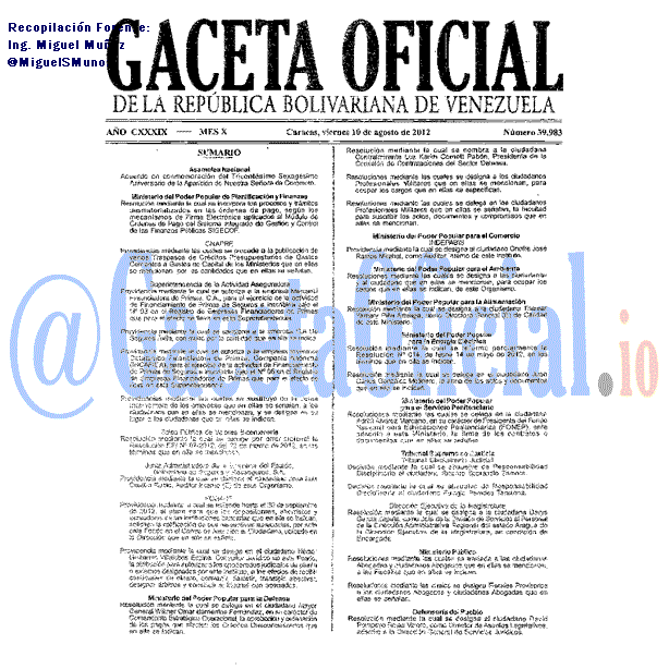 Gaceta Oficial 39983 del 10 Agosto 2012
