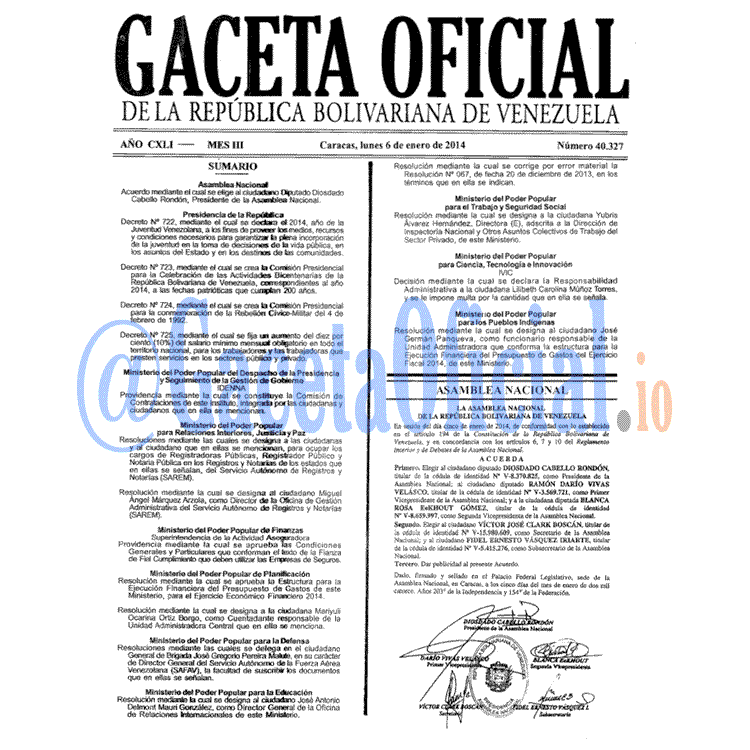 Venezuela Gaceta Oficial 40327 del 6 enero 2014 Gaceta Oficial, Gaceta 40327, Gaceta 40327 HD, Gaceta #40327, Gaceta Oficial Venezuela #40327