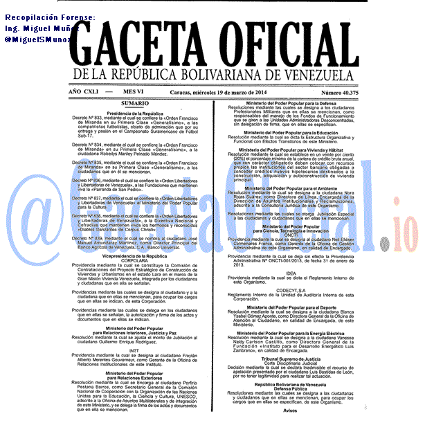 Gaceta Oficial 40375 del 19 Marzo 2014