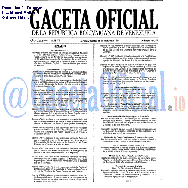 Gaceta Oficial 40379 del 25 Marzo 2014