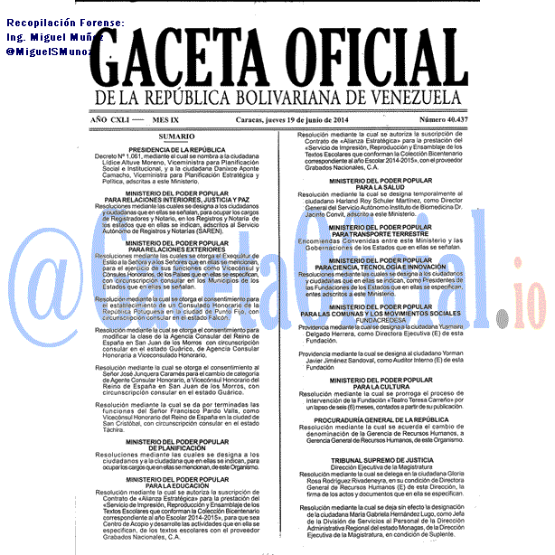 Gaceta Oficial 40437 del 19 Junio 2014