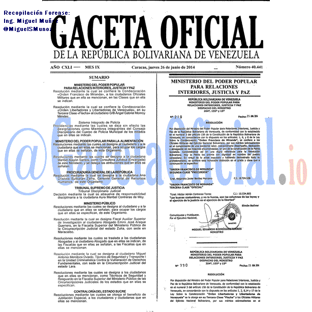Gaceta Oficial 40441 del 26 Junio 2014 Gaceta Oficial 40441 del 26 Junio 2014