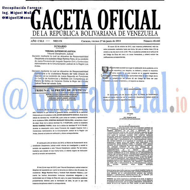 Gaceta Oficial 40442 del 27 Junio 2014 Gaceta Oficial 40442 del 27 Junio 2014
