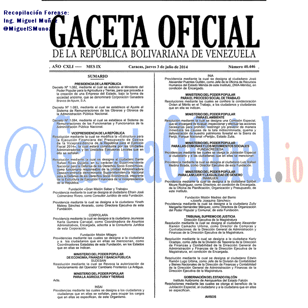 Gaceta Oficial 40446 del 3 Julio 2014 Gaceta Oficial 40446 del 3 Julio 2014