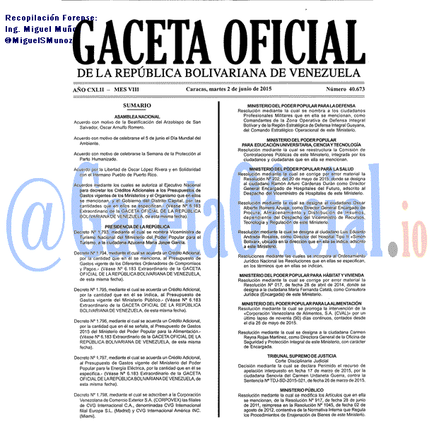 Gaceta Oficial 40673 del 2 junio 2015