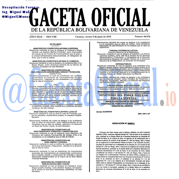 Gaceta Oficial 40676 del 5 junio 2015